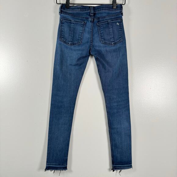 Rag & Bone Women's Blue Raw Hem Stretch Ankle Low Rise Skinny Jeans Size 24 - Picture 4 of 10